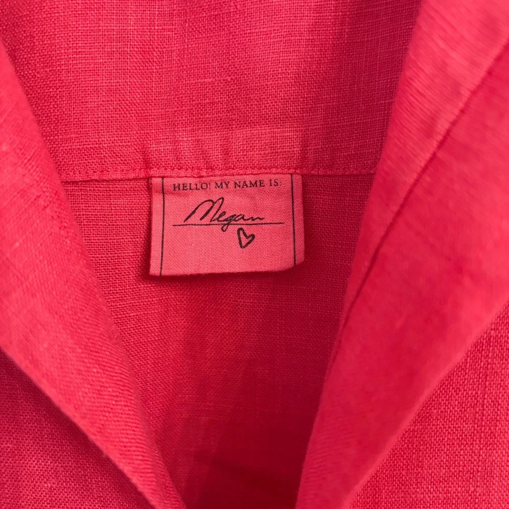 Frank & Eileen Megan Maxi Shirtdress OS Washed Linen Summer Red Button Americana - Picture 7 of 12